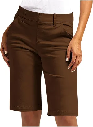 hlysgo Bermuda Shorts for Women 2025 Trendy Casual High Waist Knee Length Chino Shorts Summer Twill Hiking Vacation Outfits