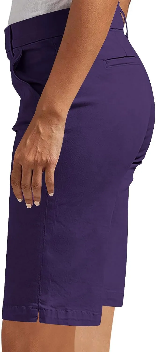 hlysgo Bermuda Shorts for Women 2025 Trendy Casual High Waist Knee Length Chino Shorts Summer Twill Hiking Vacation Outfits