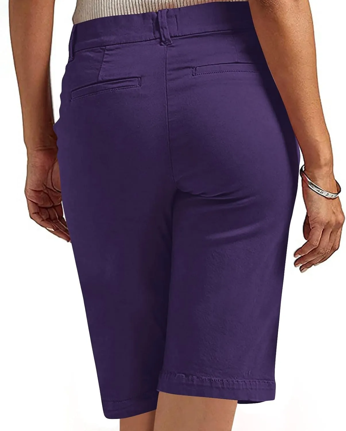 hlysgo Bermuda Shorts for Women 2025 Trendy Casual High Waist Knee Length Chino Shorts Summer Twill Hiking Vacation Outfits