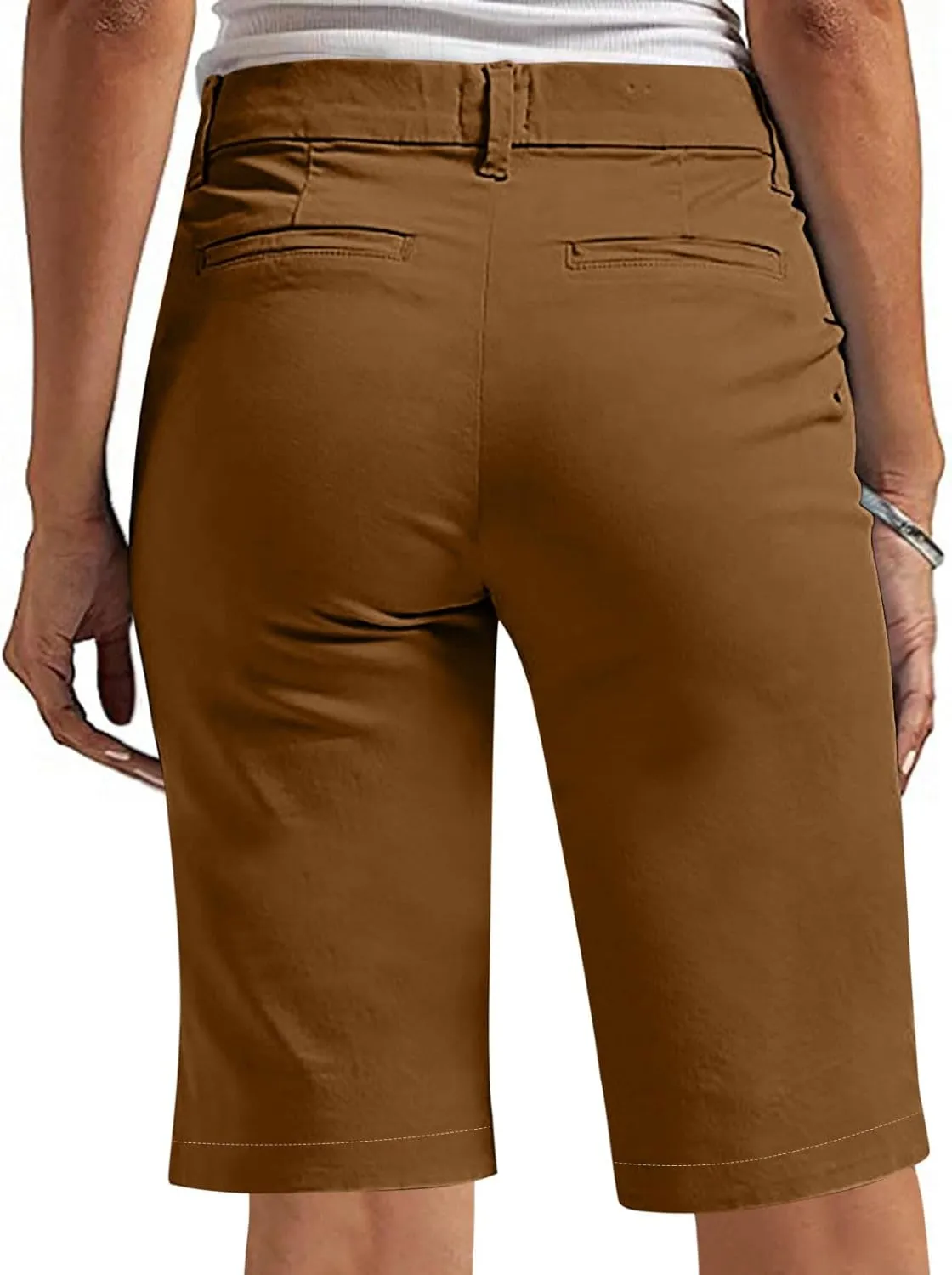 hlysgo Bermuda Shorts for Women 2025 Trendy Casual High Waist Knee Length Chino Shorts Summer Twill Hiking Vacation Outfits
