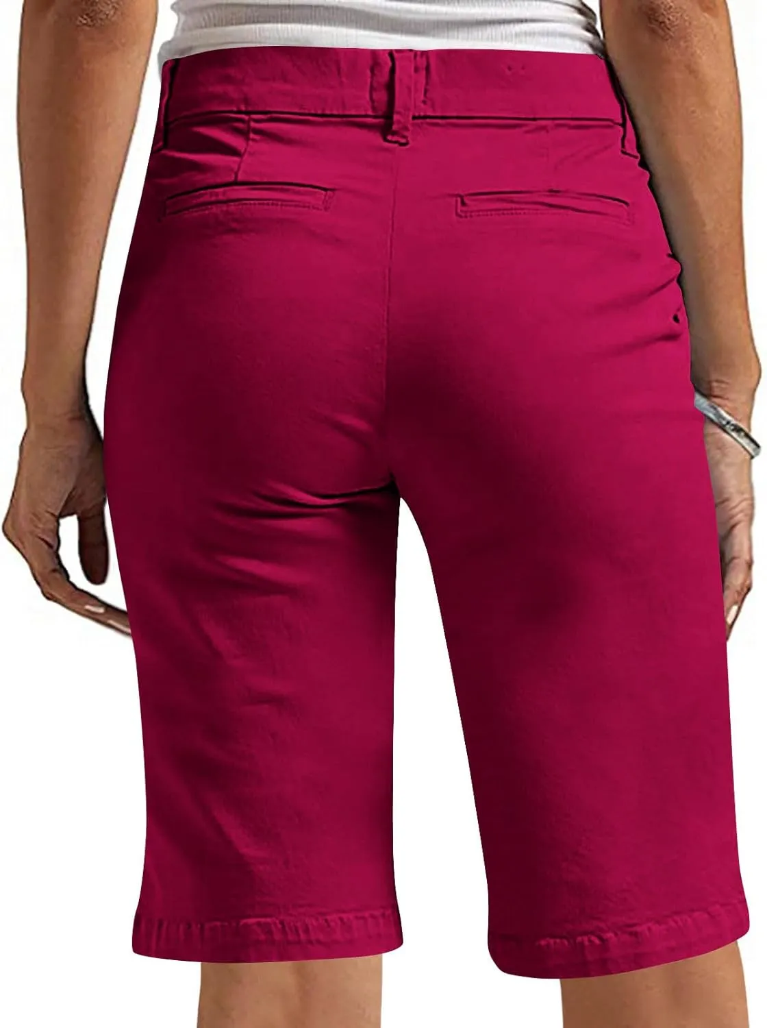 hlysgo Bermuda Shorts for Women 2025 Trendy Casual High Waist Knee Length Chino Shorts Summer Twill Hiking Vacation Outfits