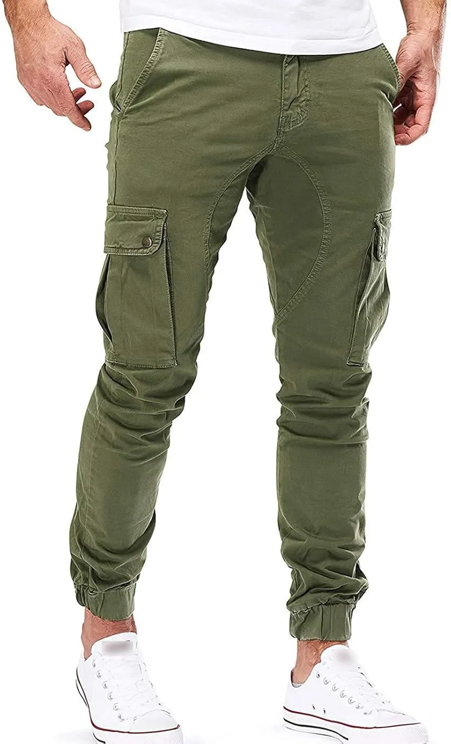 JEsilunmaMY Men's Hiking Cargo Pants Multi-Pocket Stretch Skinny Jogger Pants Slim Fit Slacks Outdoor Lounge Sweatpants