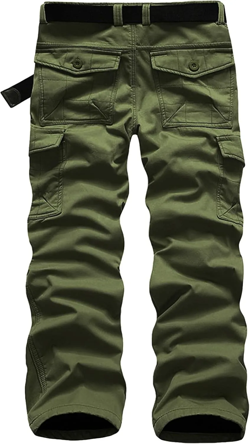 JEsilunmaMY Winter Cargo Pants for Men Multi-Pocket Fleece Lined Warm Thicken Trousers Outdoor Military Straight Cotton Pants