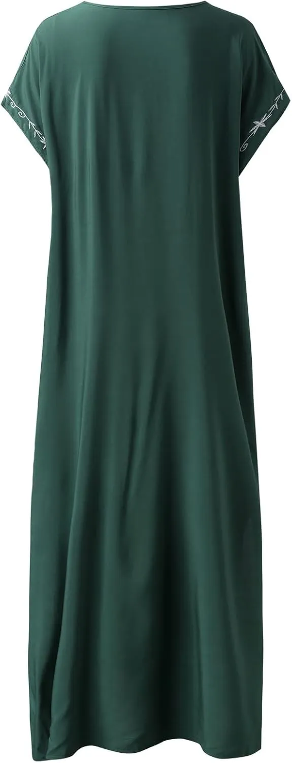 Kaftan Dresses for Women Plus Size Bathing Suit Cover up Vneck Batwing Dress Loose fit Moroccan Caftan mumu Dresses Amethyst