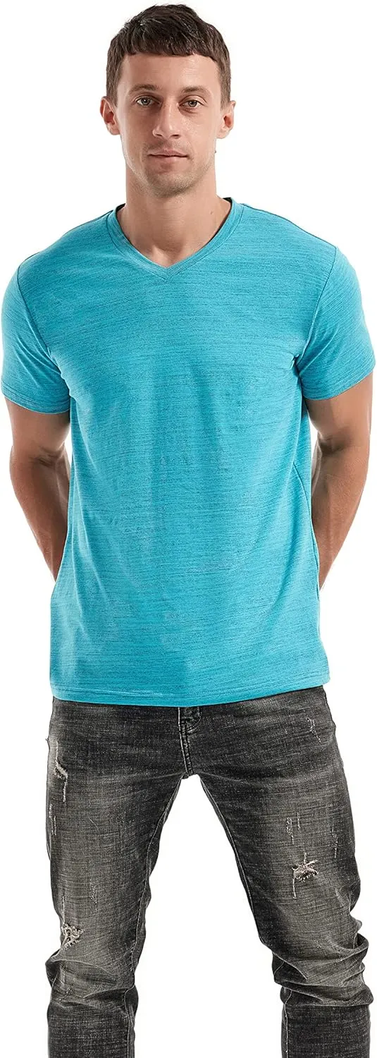 KLIEGOU Men's V Neck T Shirts - Casual Stylish Fitted Stretch Tees for Men