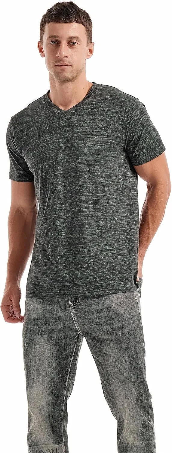 KLIEGOU Men's V Neck T Shirts - Casual Stylish Fitted Stretch Tees for Men
