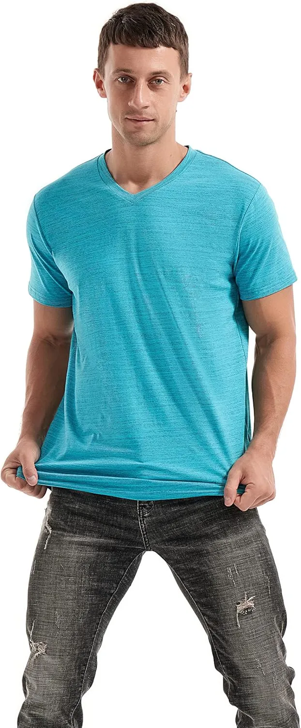 KLIEGOU Men's V Neck T Shirts - Casual Stylish Fitted Stretch Tees for Men
