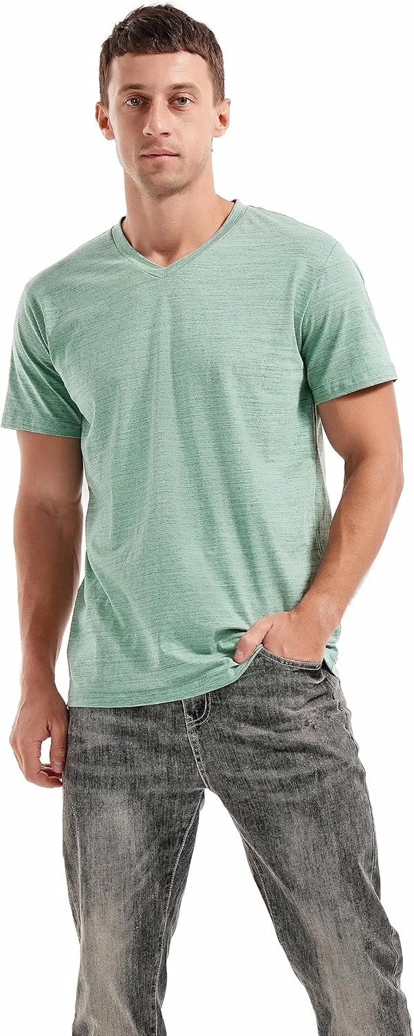 KLIEGOU Men's V Neck T Shirts - Casual Stylish Fitted Stretch Tees for Men