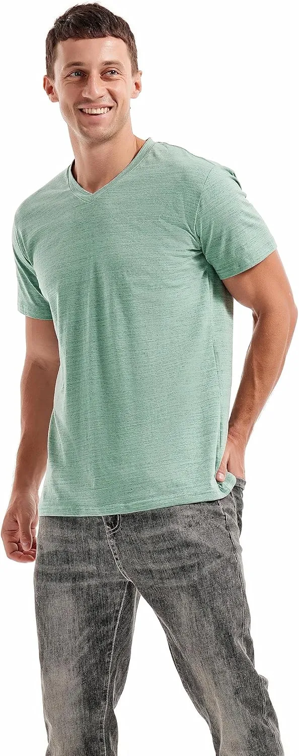 KLIEGOU Men's V Neck T Shirts - Casual Stylish Fitted Stretch Tees for Men