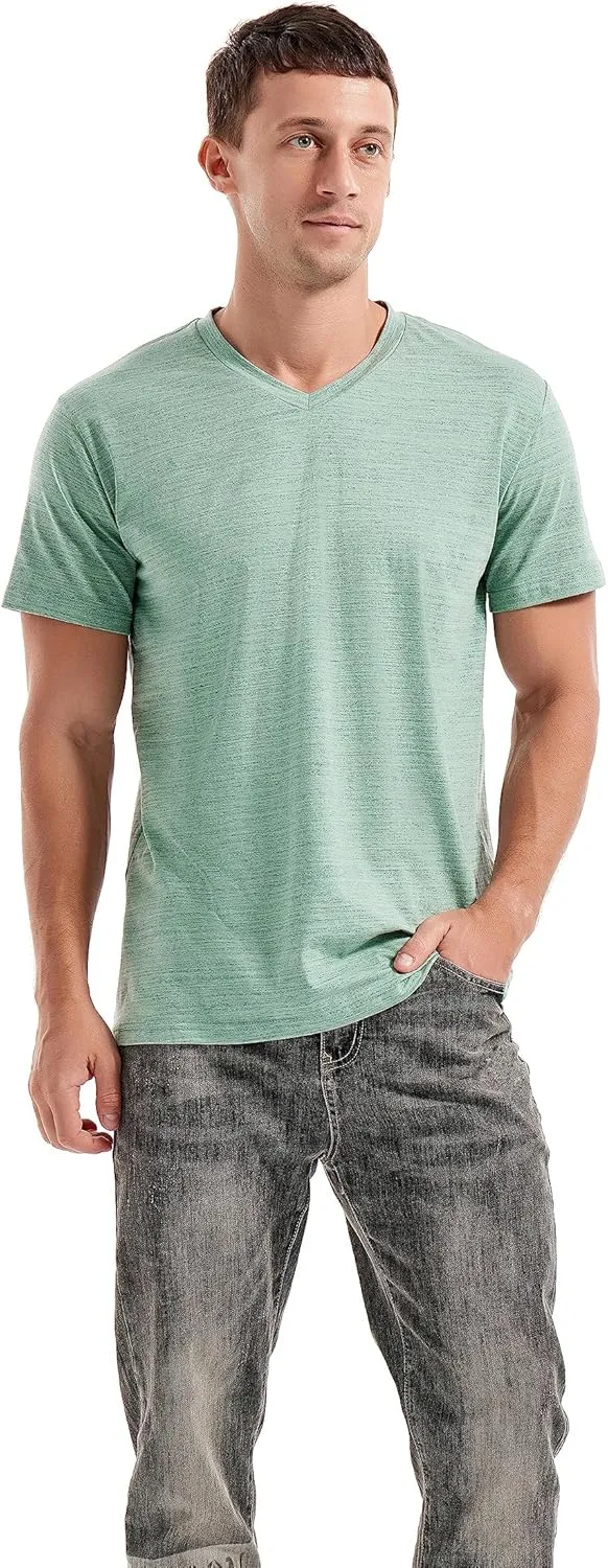 KLIEGOU Men's V Neck T Shirts - Casual Stylish Fitted Stretch Tees for Men