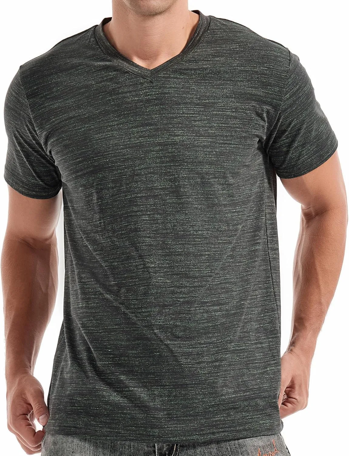 KLIEGOU Men's V Neck T Shirts - Casual Stylish Fitted Stretch Tees for Men