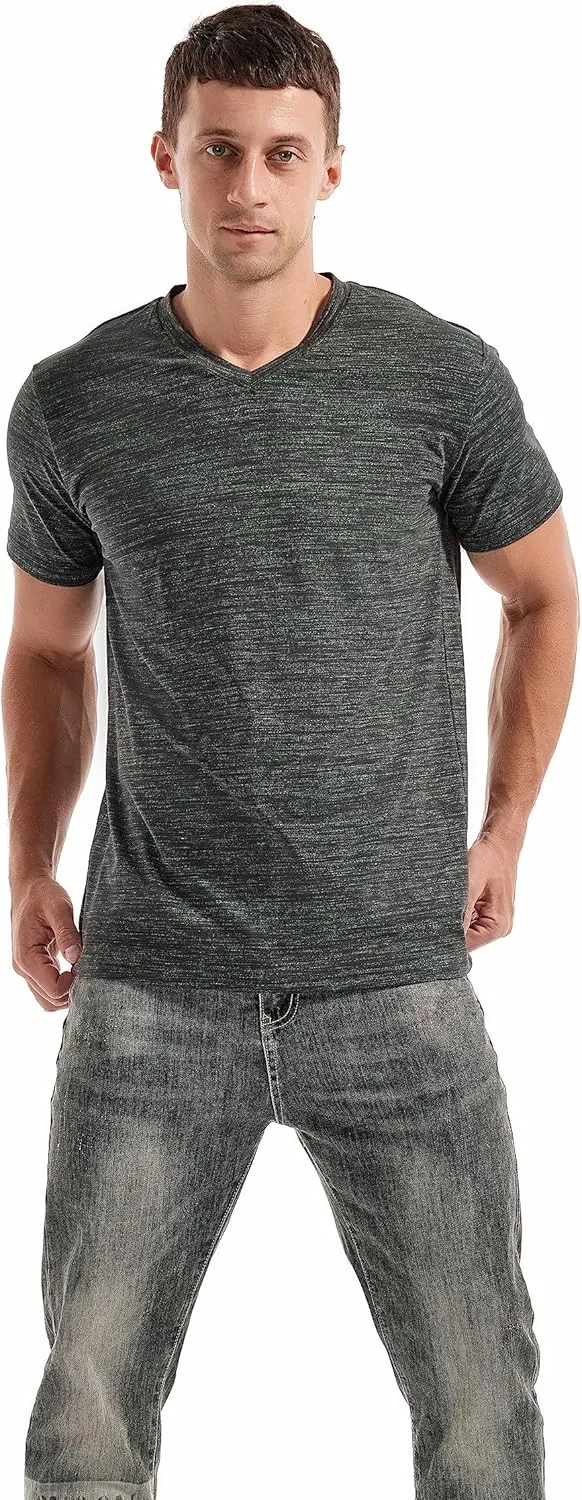 KLIEGOU Men's V Neck T Shirts - Casual Stylish Fitted Stretch Tees for Men