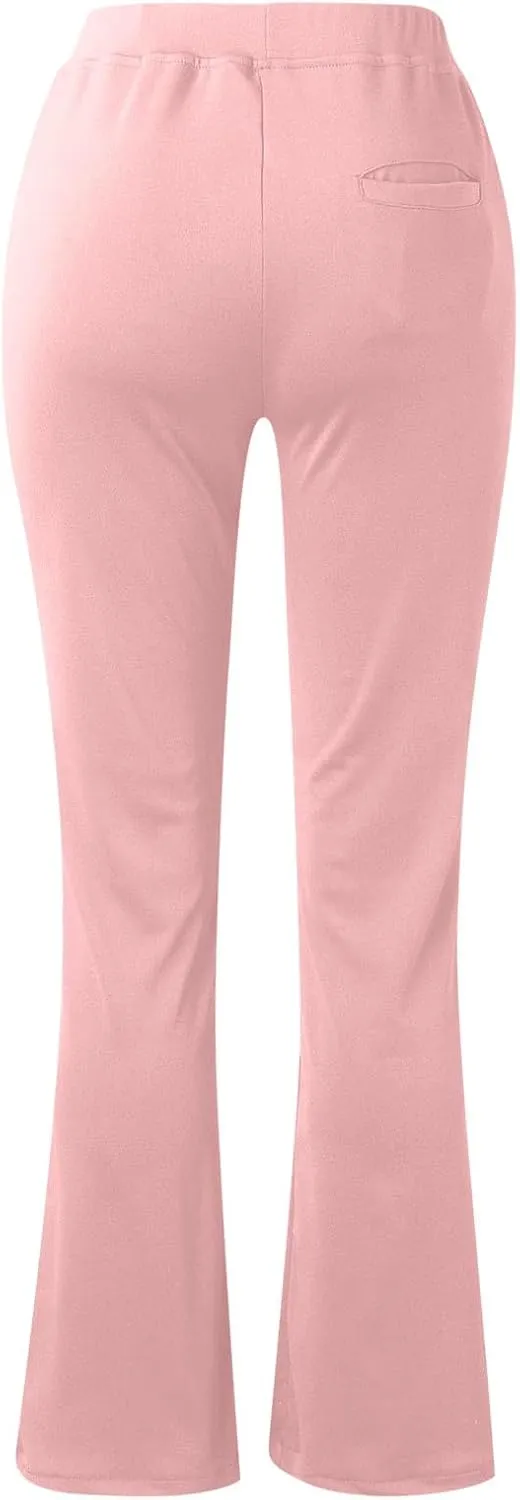lcziwo Women's High Waist Work Pants with Pockets Business Casual Office Dress Pants Stretchy Straight Leg Pants