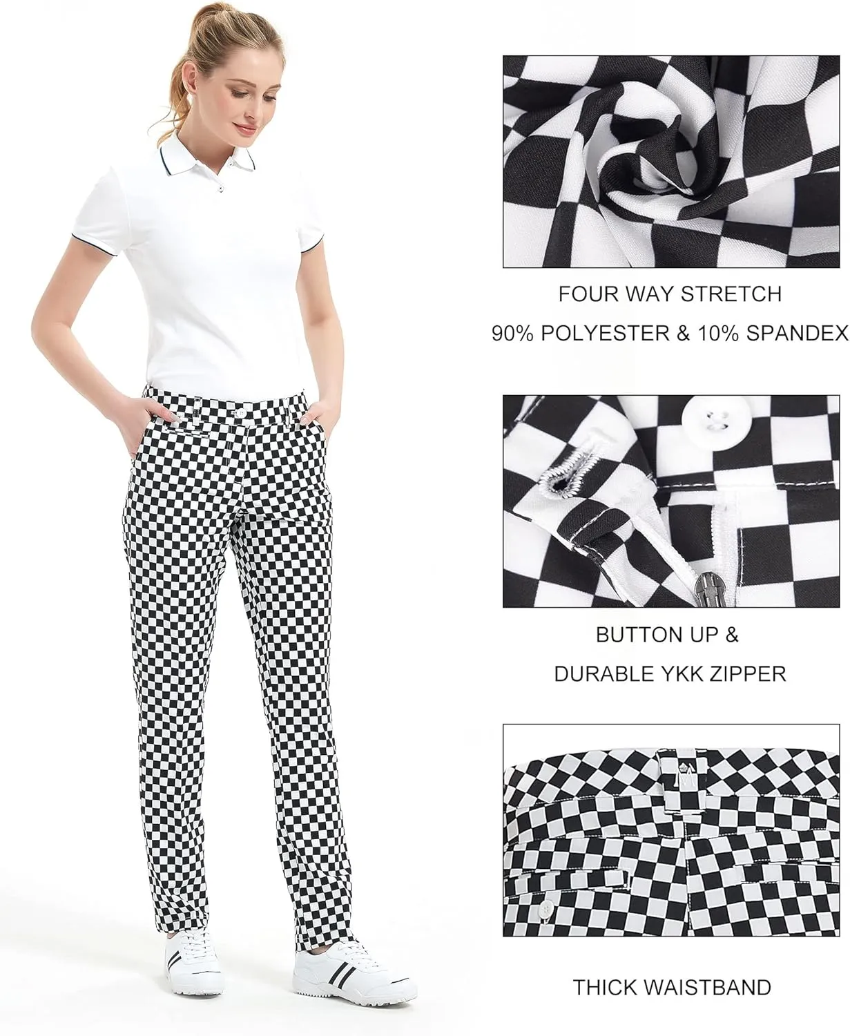 Lesmart Womens Pants Golf Stretch Lightweight Breathable Quick Dry Work Ladies Golf Pants with Pockets