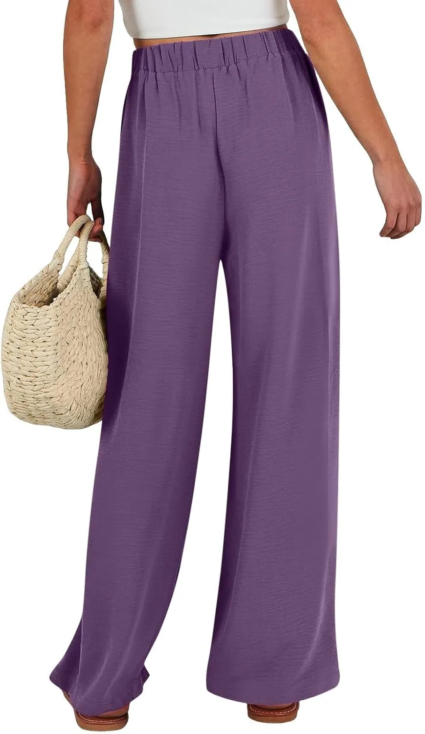 Linen Capri Pants Women Wide Leg Straight with Pocket Drawstrings Loose Casual Summer Vacation 2025