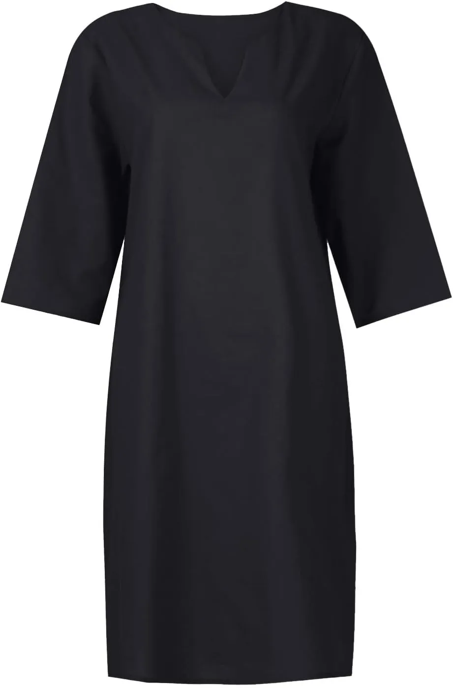 Linen Dresses for Women 2025 Casual Summer 3/4 Sleeve V Neck Knee Length Dress Mini Cruise Beach Vacation Sun Dresses