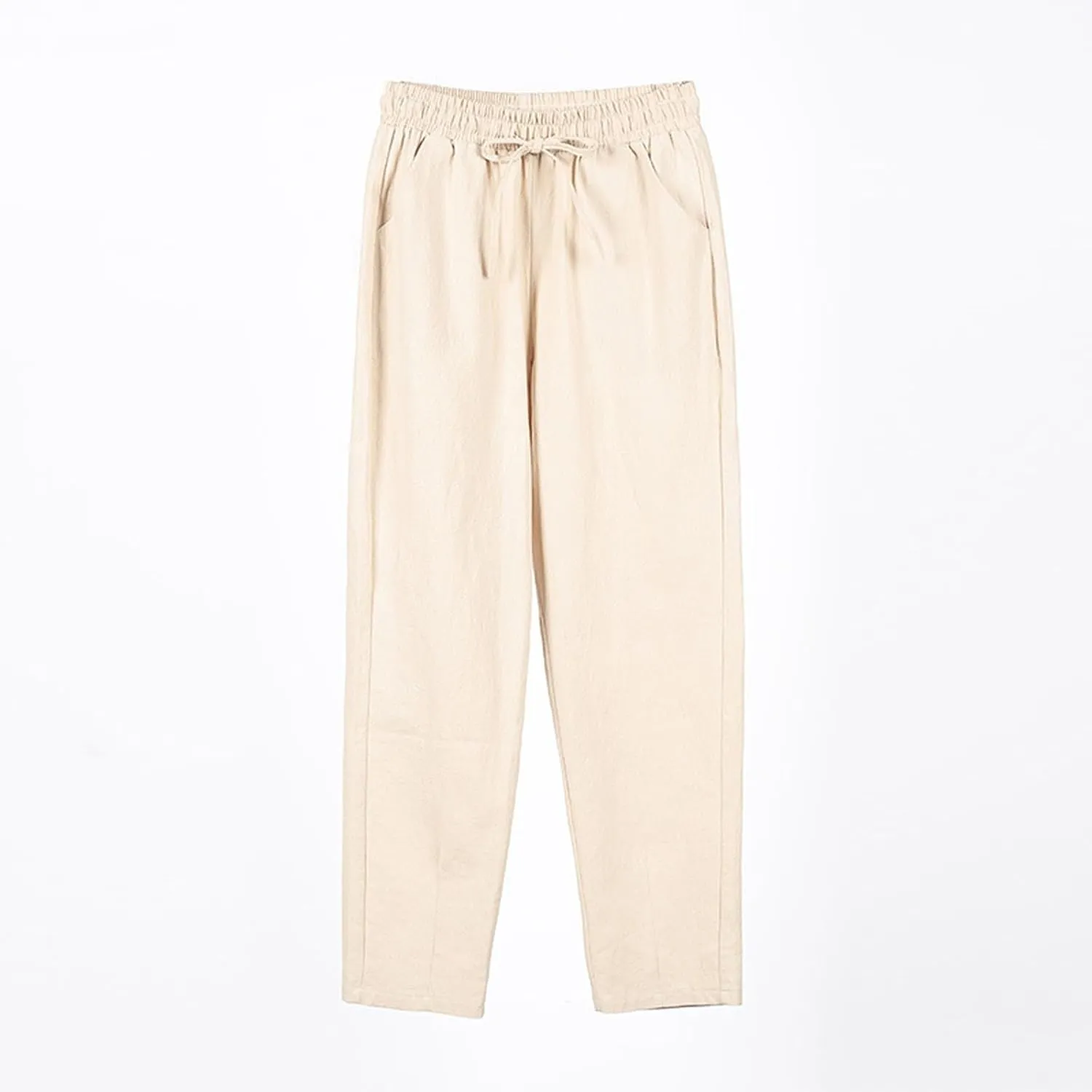 Linen Pants for Women 2025 Drawstring Lounge Trousers Elastic Waist Summer Beach Pant Outfits with Pockets