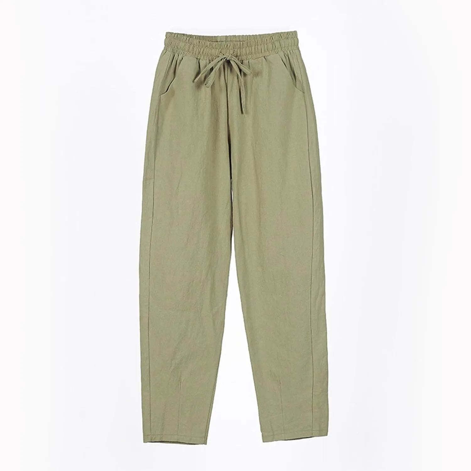 Linen Pants for Women 2025 Drawstring Lounge Trousers Elastic Waist Summer Beach Pant Outfits with Pockets