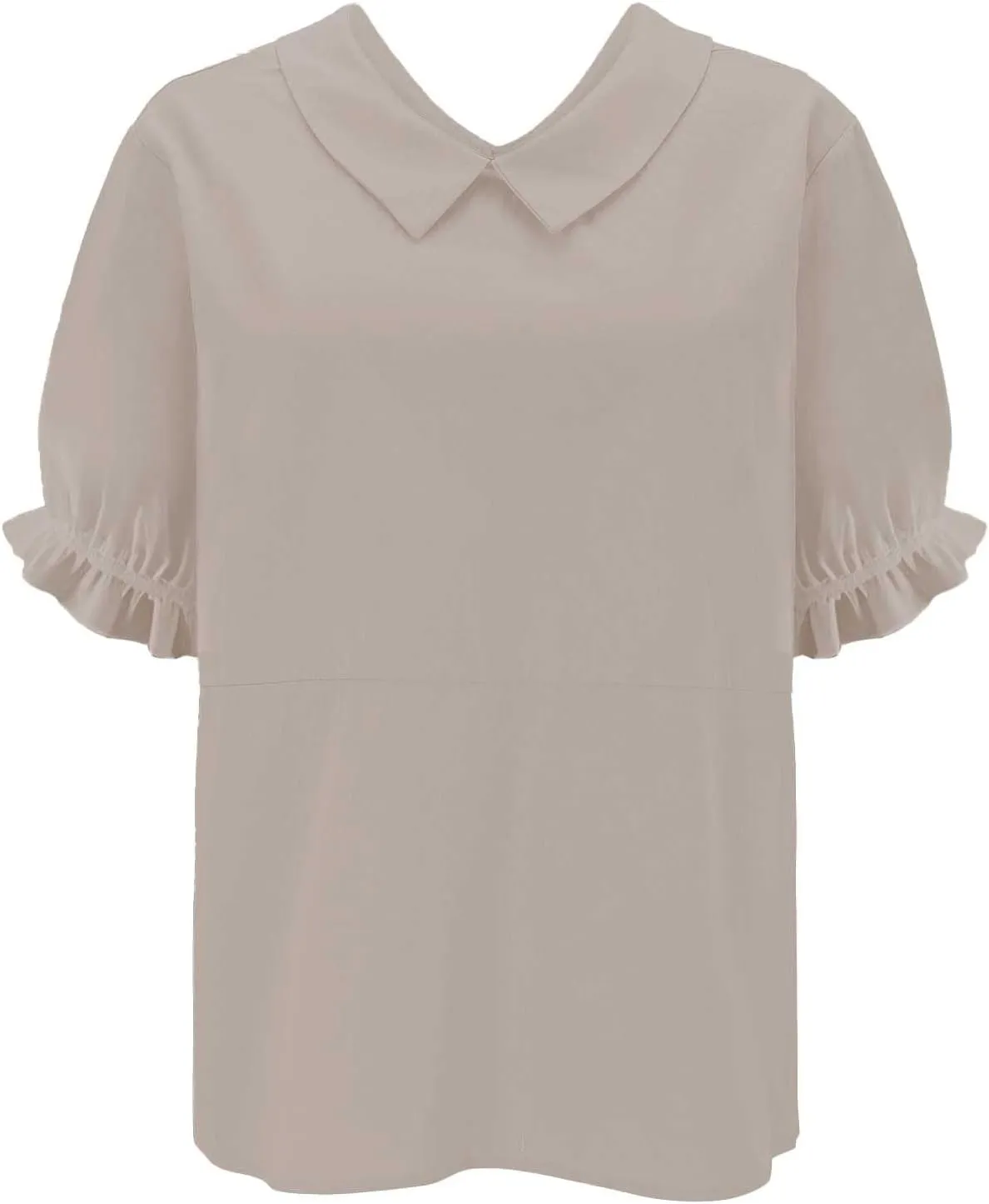 Linen Shirts for Women Short Sleeve Ruffle T Shirts Summer Cute Casual Tees Collared Shirts Neck Blouse Tunic Tops