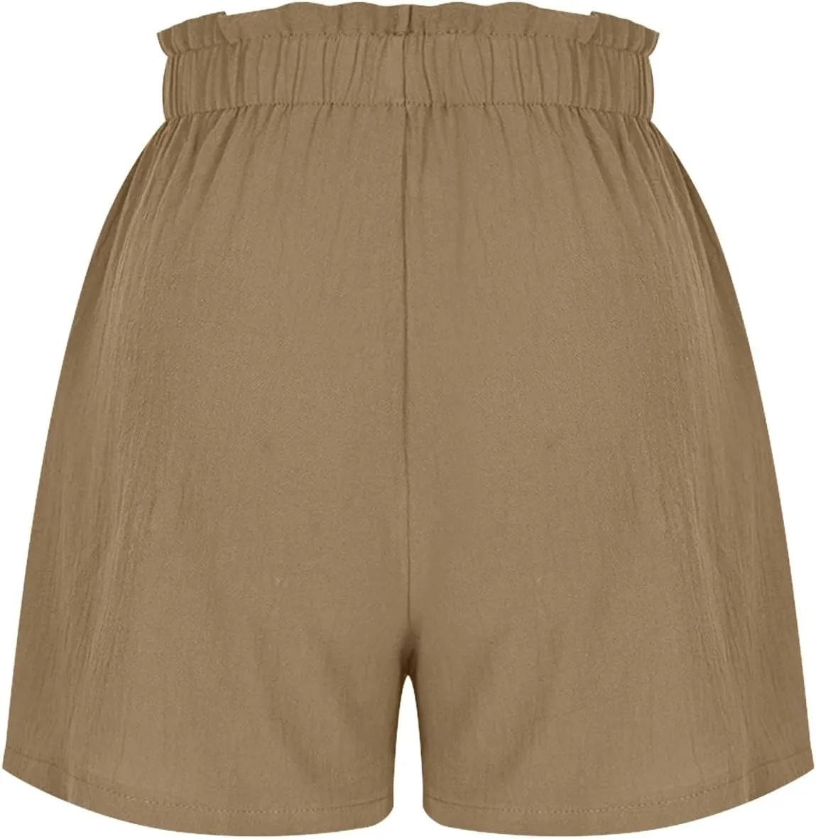 Linen Shorts for Women Summer Casual High Waisted Trousers Lightweight Drawstring Beach Loose Shorts with Pockets