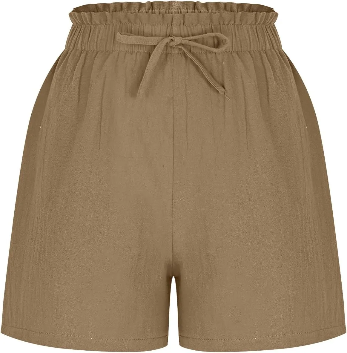 Linen Shorts for Women Summer Casual High Waisted Trousers Lightweight Drawstring Beach Loose Shorts with Pockets
