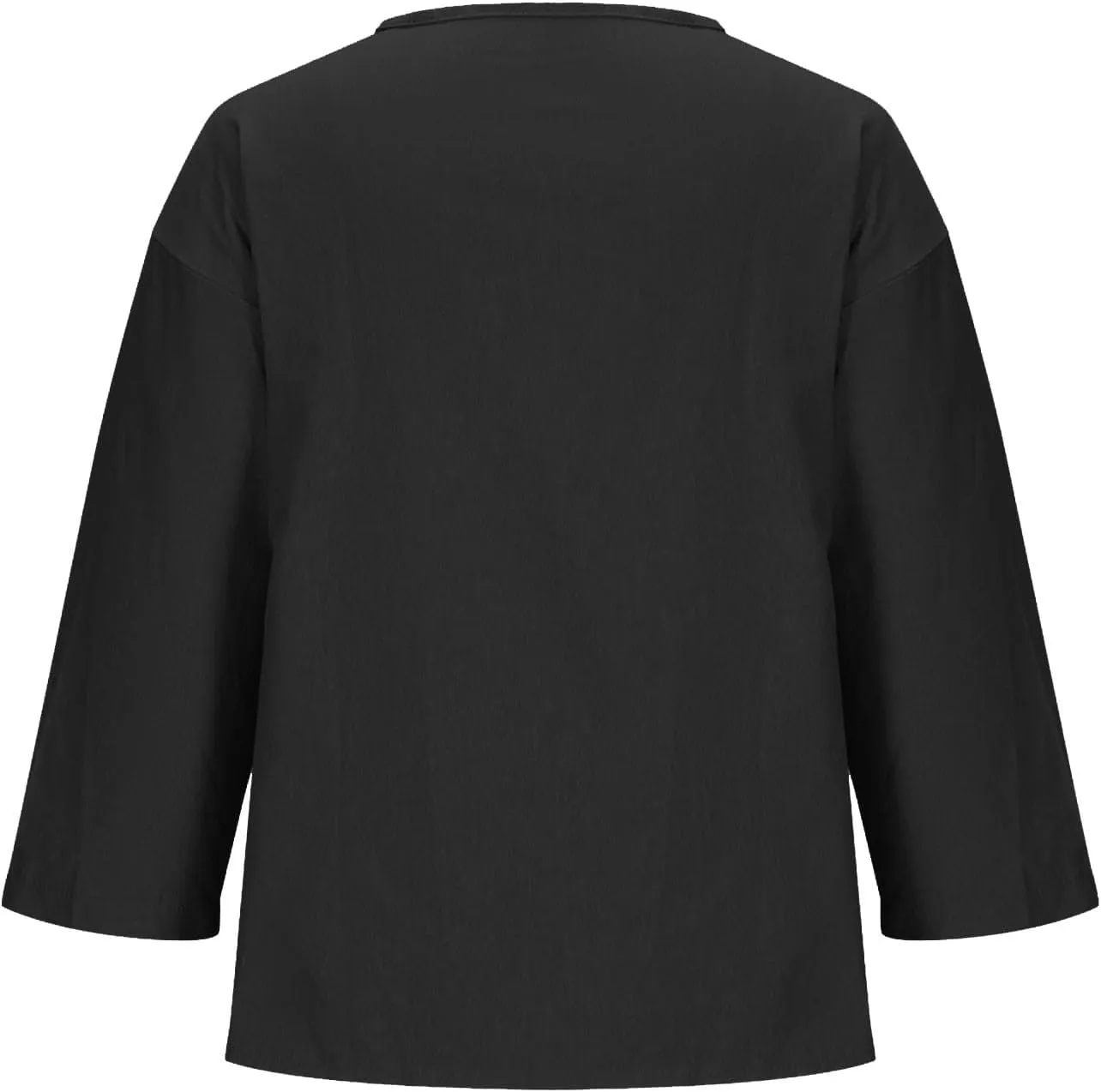 Linen Tops for Women 2025 Summer Trendy 3/4 Sleeve Cotton Linen Shirt Casual Button V Neck Tunic Blouses Plus Size