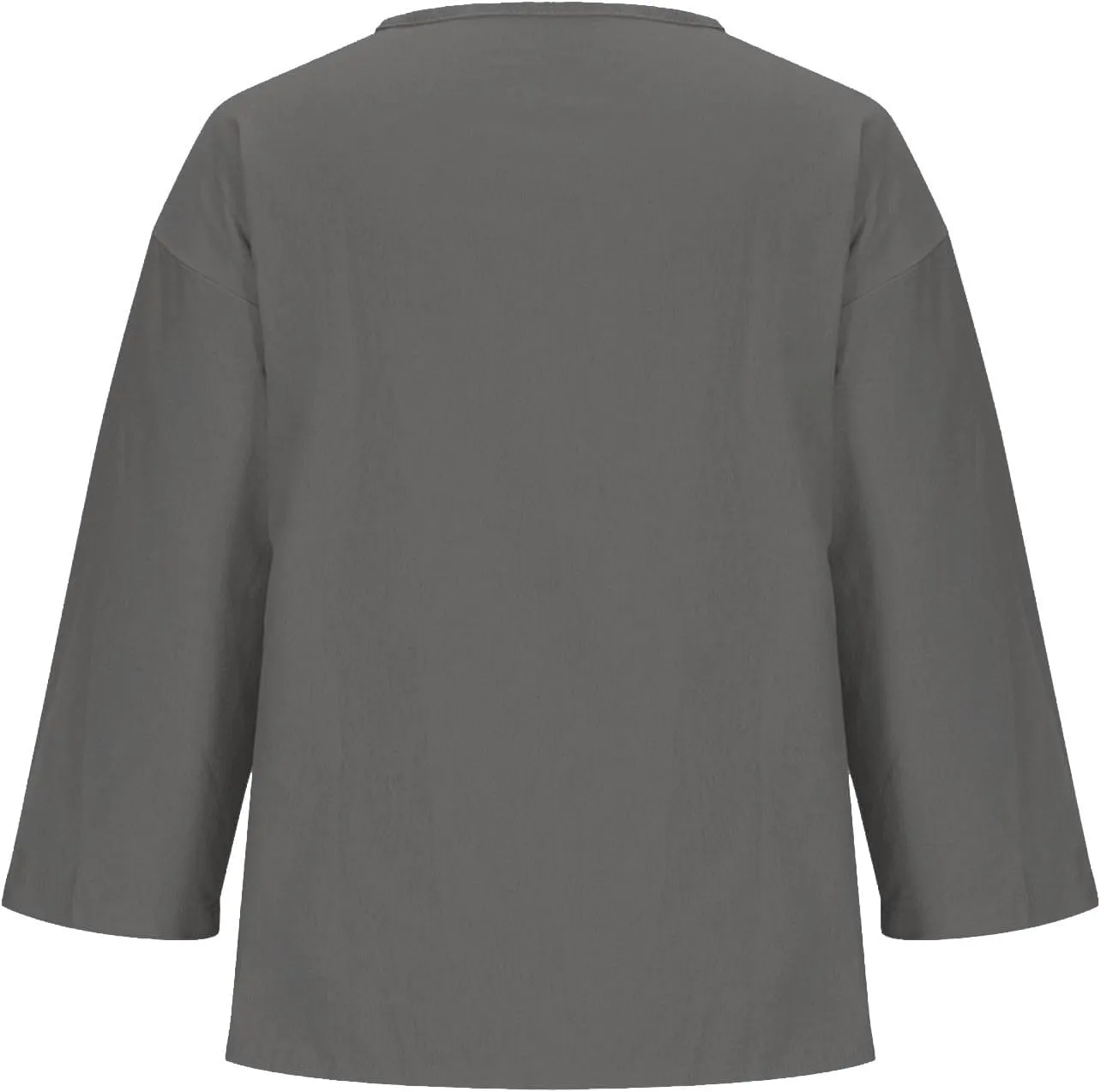 Linen Tops for Women 2025 Summer Trendy 3/4 Sleeve Cotton Linen Shirt Casual Button V Neck Tunic Blouses Plus Size