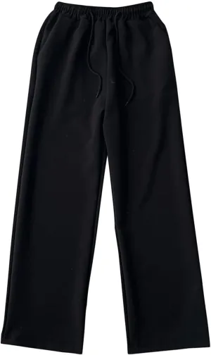 Men Casual Wide-Leg Nine-Point Suit Pants Straight Trousers Wide Pants Oversized Fashion Pure Black Old Daddy Pants