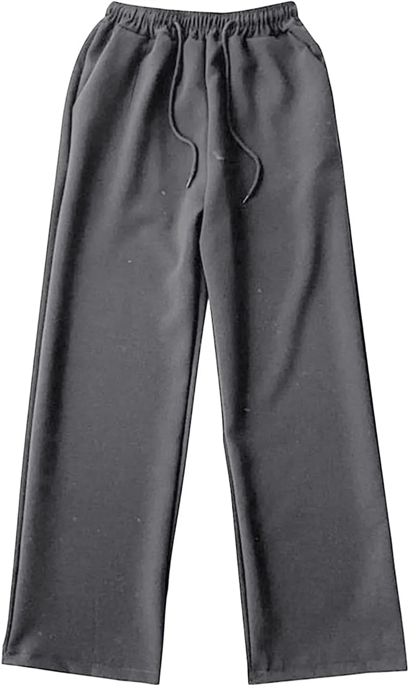 Men Casual Wide-Leg Nine-Point Suit Pants Straight Trousers Wide Pants Oversized Fashion Pure Black Old Daddy Pants