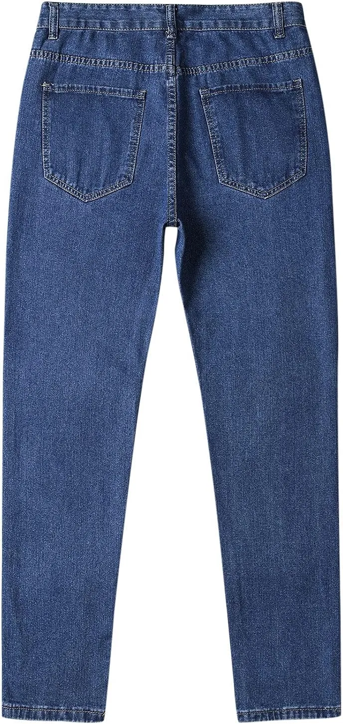 Men Jeans Denim Casual Fashion Street Hip with Pockets Patchwork Men's Straight Hop Comfy Fashion Denim Stretch Fit