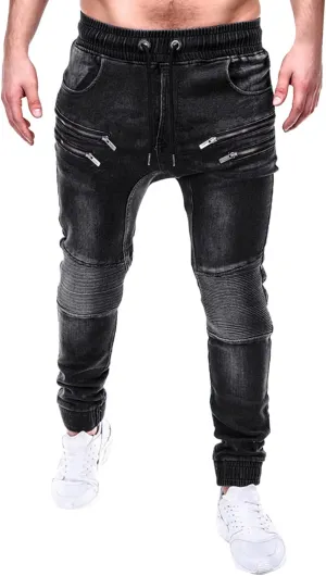 Men Jeans Pocket Drawstring Waist Solid Color Slim Toe Jeans Jeans Mens Relaxed Jeans Men Mens Fitted
