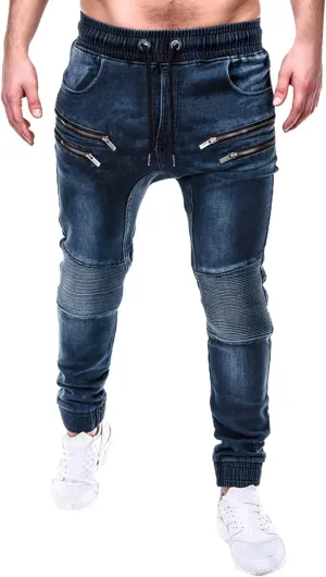 Men Jeans Pocket Drawstring Waist Solid Color Slim Toe Jeans Jeans Mens Relaxed Jeans Men Mens Fitted