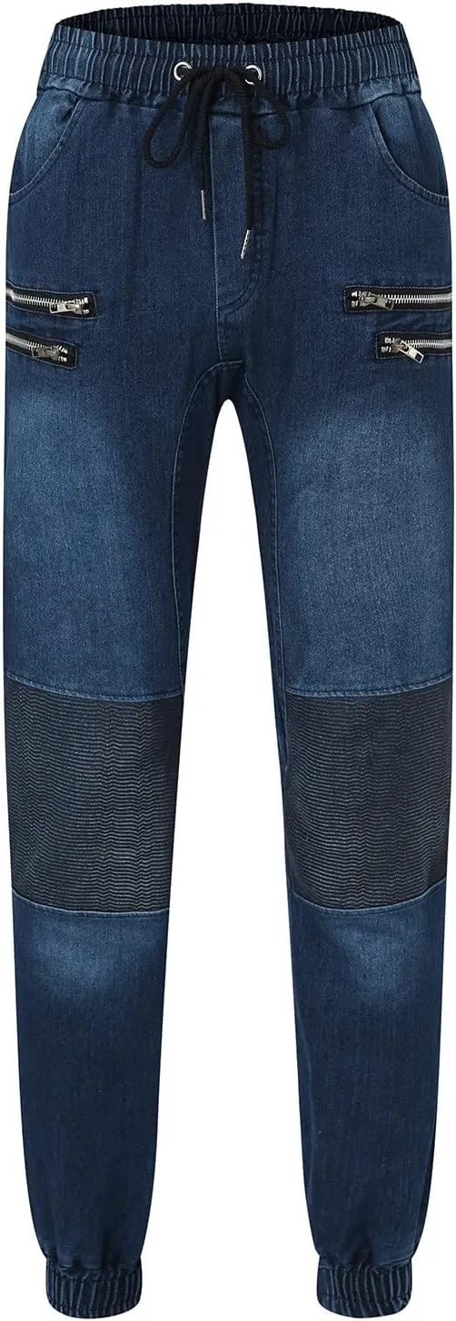 Men Jeans Pocket Drawstring Waist Solid Color Slim Toe Jeans Jeans Mens Relaxed Jeans Men Mens Fitted