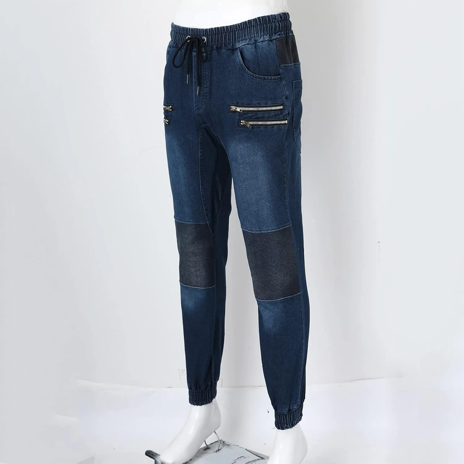 Men Jeans Pocket Drawstring Waist Solid Color Slim Toe Jeans Jeans Mens Relaxed Jeans Men Mens Fitted
