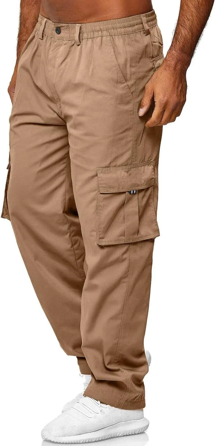 Men Pant Casual Soft Joggers Running Gym Outdoor Sports Sweatpant Open Hem Elastic Waist Combat Pant
