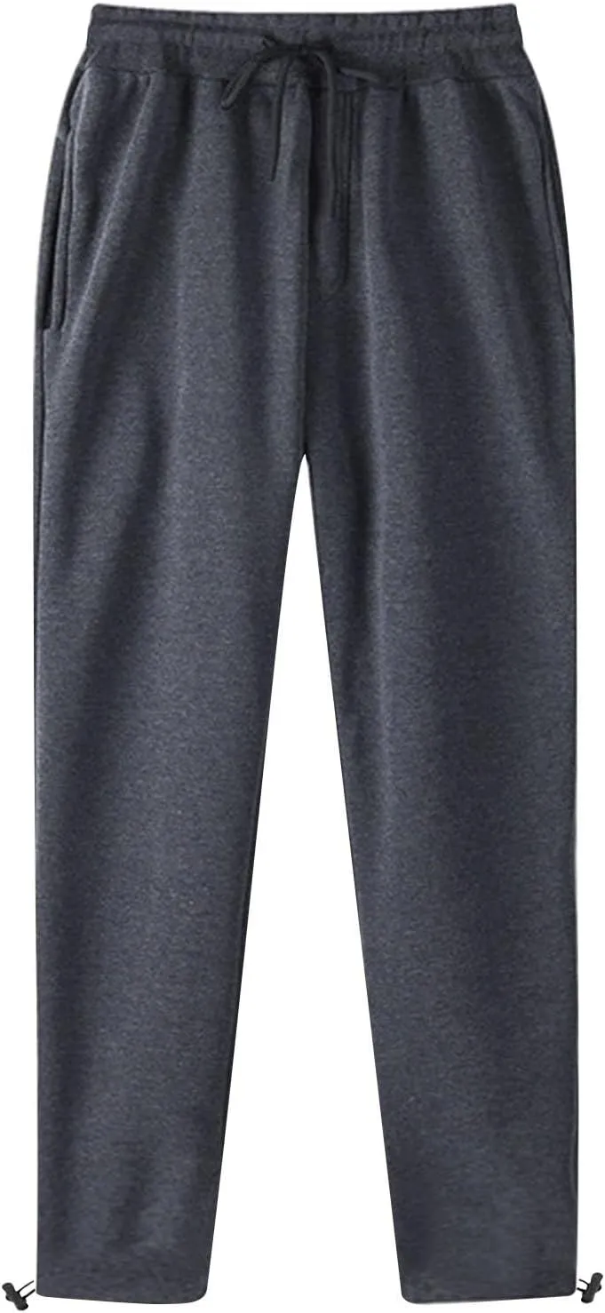 Men Sweatpants Athletic Lounge Pants-Mens Elastic Bottom Sweatpants Active with Pockets Open Bottom Casual Jersey Pant