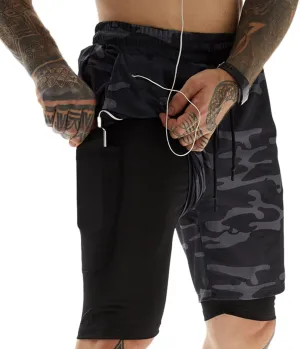 Men's 2-in-1 Running Shorts Quick Dry with Inner Compression Breathable