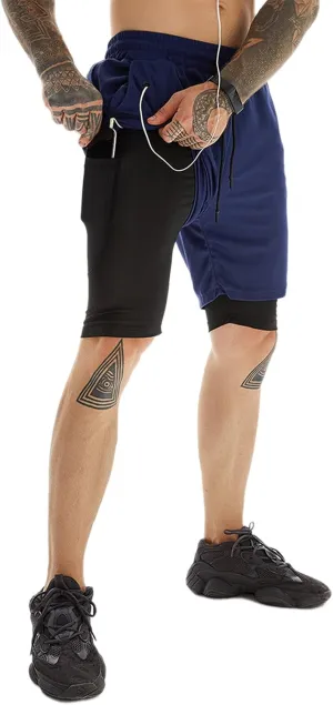 Men's 2-in-1 Running Shorts Quick Dry with Inner Compression Breathable
