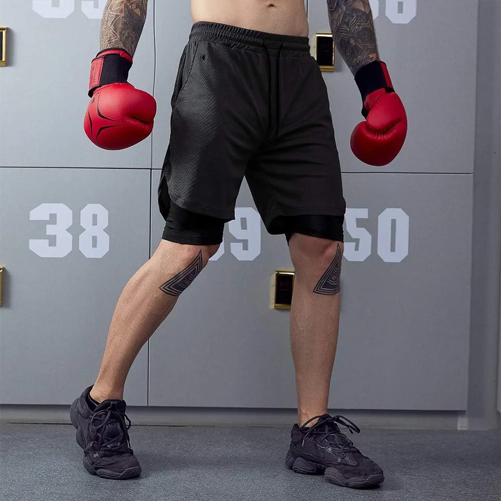 Men's 2-in-1 Running Shorts Quick Dry with Inner Compression Breathable