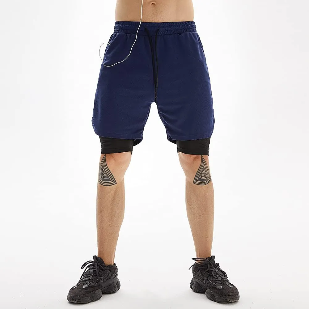 Men's 2-in-1 Running Shorts Quick Dry with Inner Compression Breathable