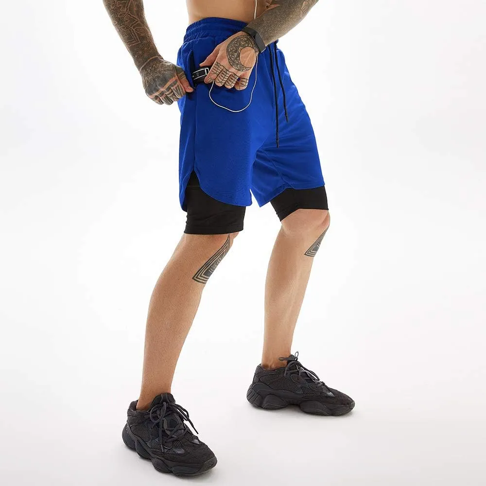 Men's 2-in-1 Running Shorts Quick Dry with Inner Compression Breathable