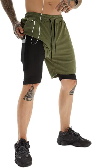 Men's 2-in-1 Running Shorts Quick Dry with Inner Compression Breathable