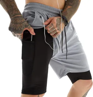 Men's 2-in-1 Running Shorts Quick Dry with Inner Compression Breathable