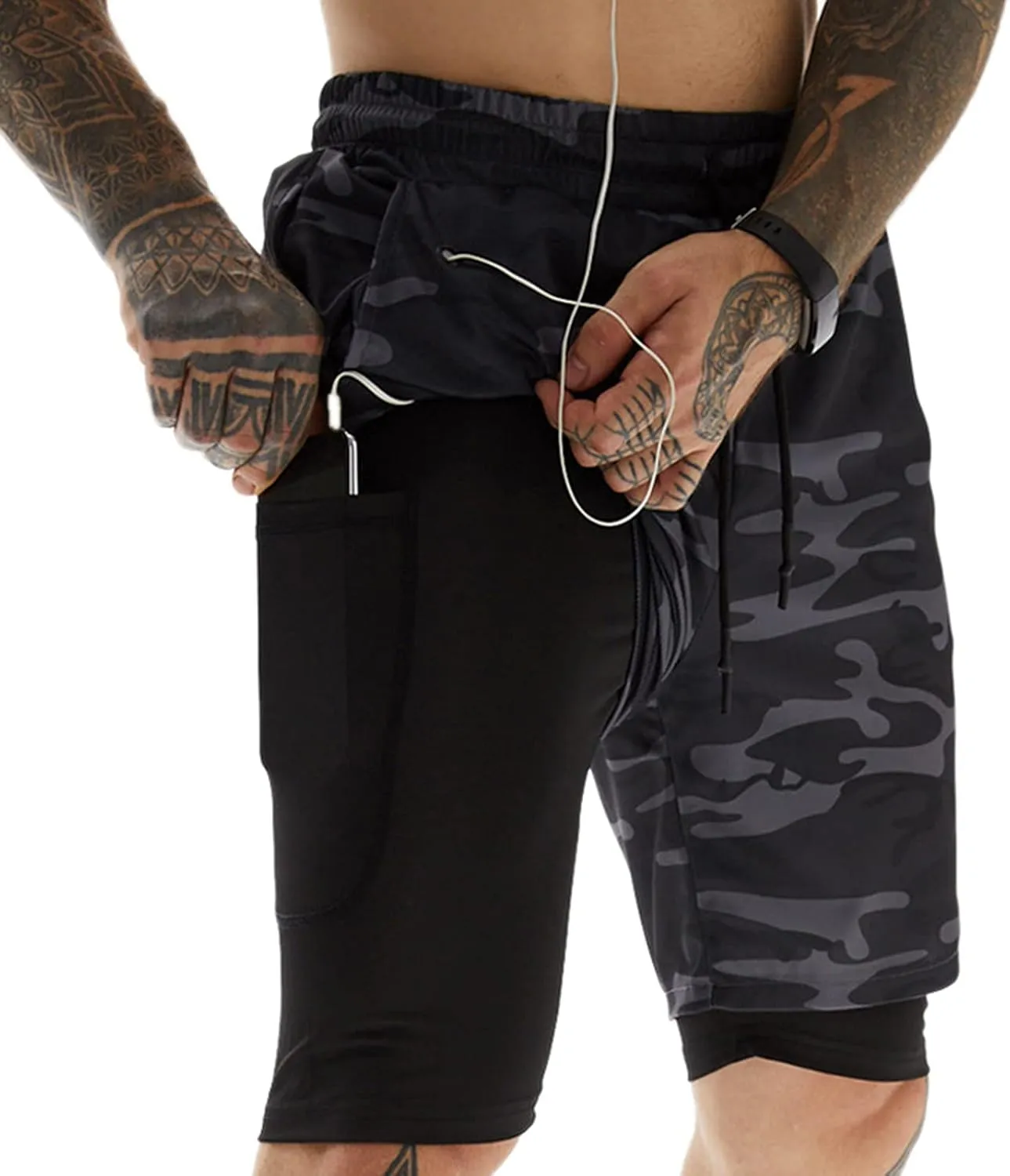 Men's 2-in-1 Running Shorts Quick Dry with Inner Compression Breathable