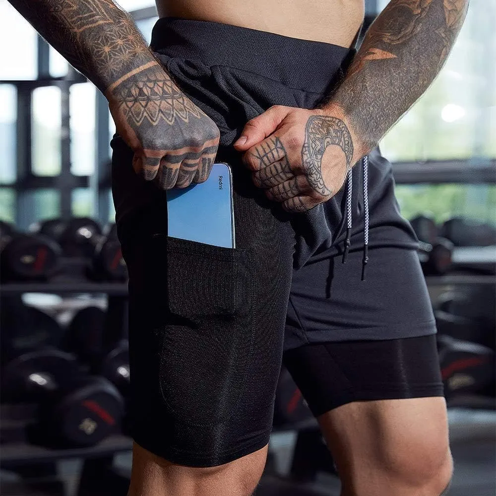 Men's 2-in-1 Running Shorts Quick Dry with Inner Compression Breathable
