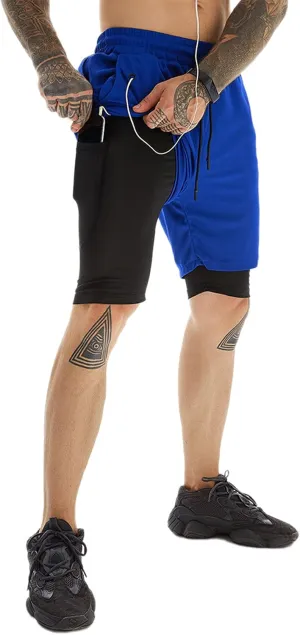 Men's 2-in-1 Running Shorts Quick Dry with Inner Compression Breathable