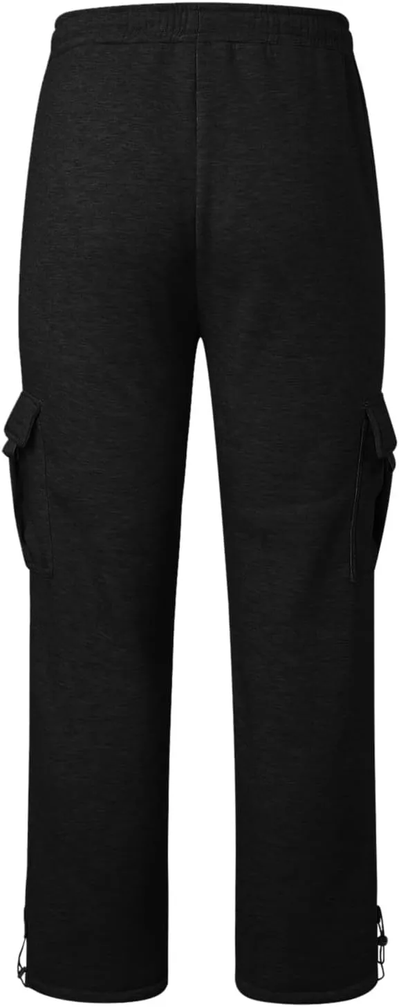Men's Casual Cargo Relaxed Pants, Sports Fitness Pants, Elastic Drawstring Waist Lightweight Chino Pants for Man