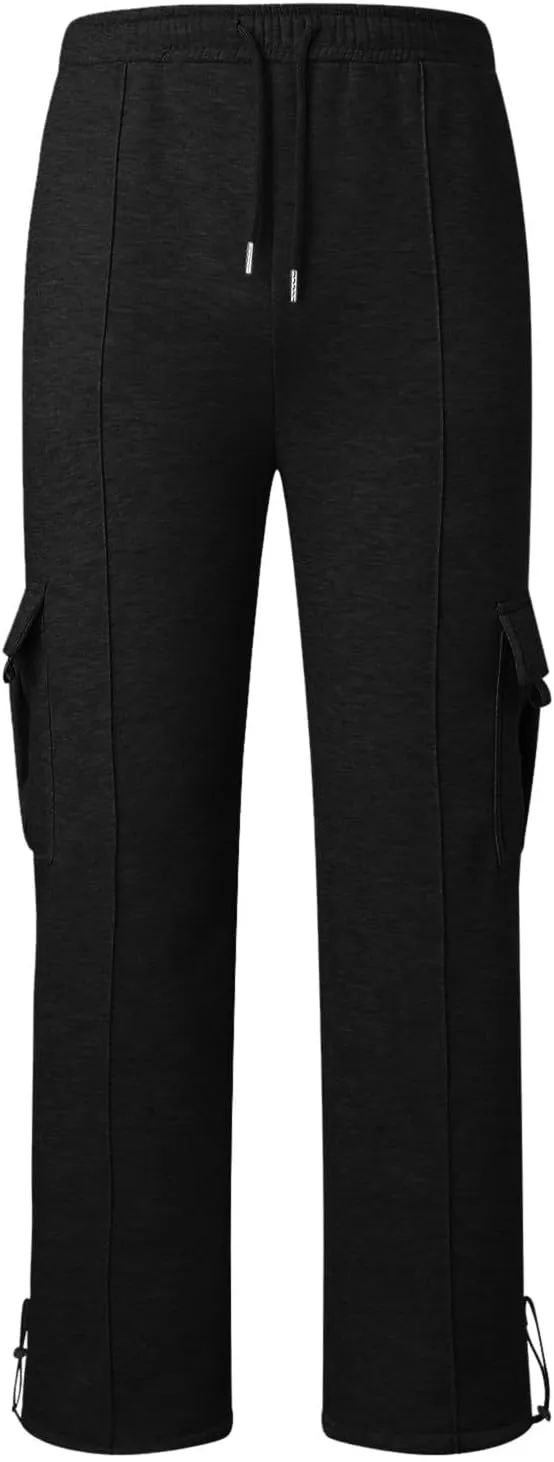 Men's Casual Cargo Relaxed Pants, Sports Fitness Pants, Elastic Drawstring Waist Lightweight Chino Pants for Man