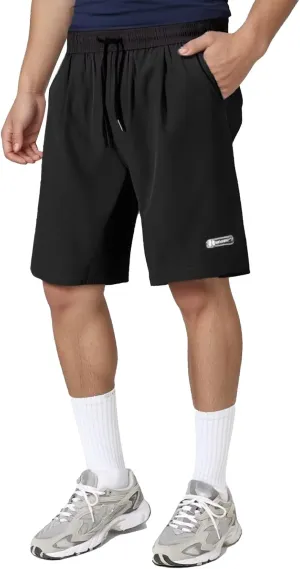 Men's Casual Ice Silk Shorts Ultra Stretch Breathable Drawstring Active Shorts Quick Drying Lightweight Flex Short
