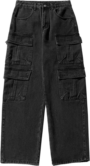 Men's Casual Loose Cargo Jeans Baggy Straight Leg Denim Pants for Men Fashion Hip Hop Jeans with Multi Pockets